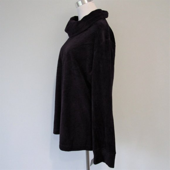 NWT Purple Velour Ribbed Cowl Neck Top Sweater - Picture 6 of 10